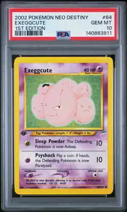 2002 POKEMON NEO DESTINY 1ST EDITION #64 EXEGGCUTE PSA 10 - Image 1
