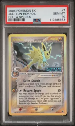 2005 POKEMON EX DELTA SPECIES #7 JOLTEON-REVERSE FOIL PSA 10 - Image 1