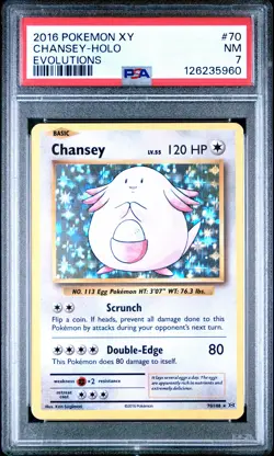 2016 POKEMON XY EVOLUTIONS #70 CHANSEY-HOLO PSA 7 - Image 1
