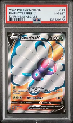 2020 POKEMON SWORD & SHIELD DARKNESS ABLAZE #177 FULL ART/BUTTERFREE V PSA 8 - Image 1