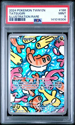 2024 POKEMON TWM EN-TWILIGHT MASQUERADE ILLUSTRATION RARE #186 TATSUGIRI PSA 9 - Image 1