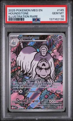 2025 POKEMON MEG EN-MEGA EVOLUTION ILLUSTRATION RARE #145 HOUNDSTONE PSA 10 - Image 1