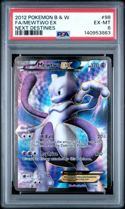 2012 POKEMON B&W NEXT DESTINIES #98 FULL ART/MEWTWO EX PSA 6 - Image 1