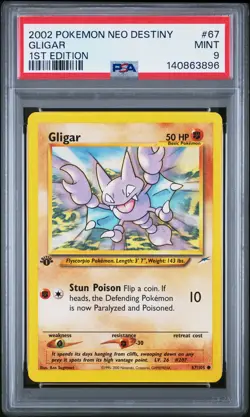 2002 POKEMON NEO DESTINY 1ST EDITION #67 GLIGAR PSA 9 - Image 1