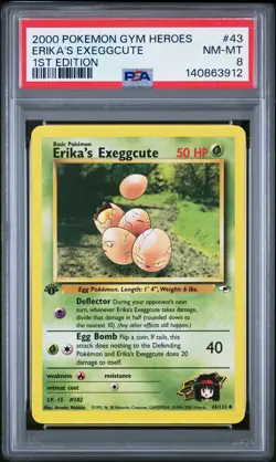 2000 POKEMON GYM HEROES 1ST EDITION #43 ERIKA'S EXEGGCUTE PSA 8 - Image 1