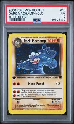 2000 POKEMON ROCKET 1ST ED #10 DARK MACHAMP-HOLO PSA 7 - Image 1