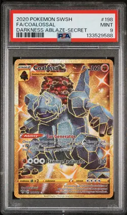 2020 POKEMON SWORD & SHIELD DARKNESS ABLAZE SECRET #198 FULL ART/COALOSSAL PSA 9 - Image 1