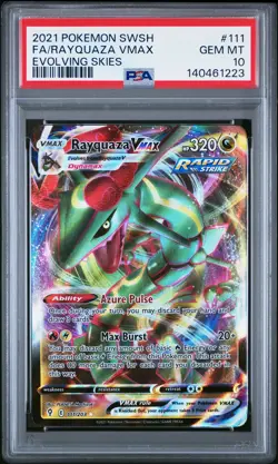 2021 POKEMON SWORD & SHIELD EVOLVING SKIES #111 FULL ART/RAYQUAZA VMAX PSA 10 - Image 1