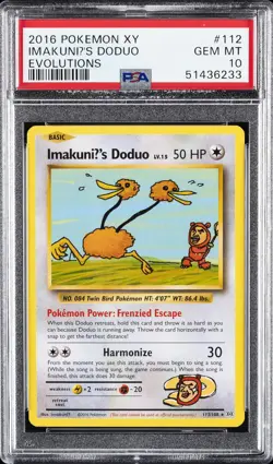 2016 POKEMON XY EVOLUTIONS #112 IMAKUNIU'S DODUO PSA 10 - Image 1