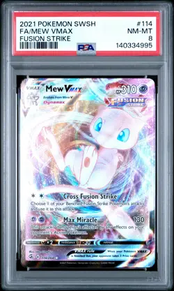 2021 POKEMON SWORD & SHIELD FUSION STRIKE #114 FULL ART/MEW VMAX PSA 8 - Image 1