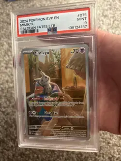 2024 POKEMON SVP EN-SV PALDEAN FATES ETB PROMO #075 MIMIKYU PSA 9 - Image 1