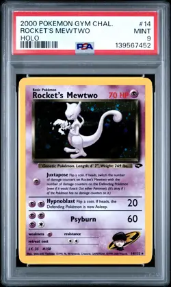 2000 POKEMON GYM CHALLENGE HOLO #14 ROCKET'S MEWTWO PSA 9 - Image 1
