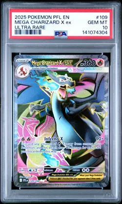 2025 POKEMON PFL EN-PHANTASMAL FLAMES ULTRA RARE #109 MEGA CHARIZARD X EX PSA 10 - Image 1