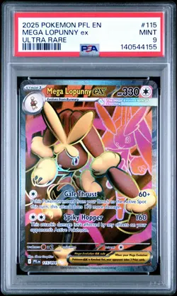 2025 POKEMON PFL EN-PHANTASMAL FLAMES ULTRA RARE #115 MEGA LOPUNNY EX PSA 9 - Image 1