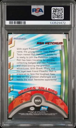 2000 TOPPS POKEMON TV ANIMATION SERIES HEROES & VILLAINS #HV1 ASH KETCHUM PSA 9 - Image 2