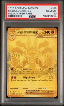2025 POKEMON MEG EN-MEGA EVOLUTION MEGA HYPER RARE #188 MEGA LUCARIO EX PSA 10 - Image 1