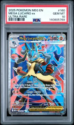 2025 POKEMON MEG EN-MEGA EVOLUTION ULTRA RARE #160 MEGA LUCARIO EX PSA 10 - Image 1
