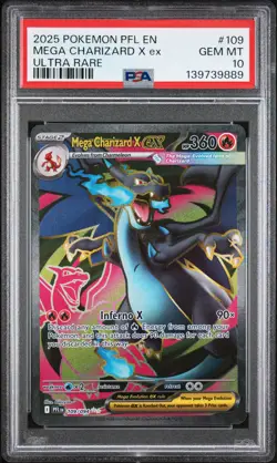 2025 POKEMON PFL EN-PHANTASMAL FLAMES ULTRA RARE #109 MEGA CHARIZARD X EX PSA 10 - Image 1