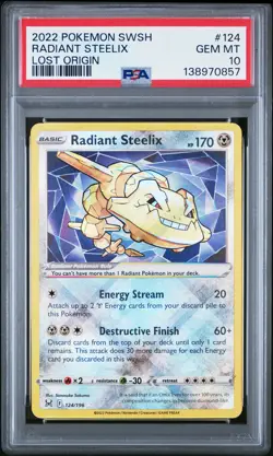 2022 POKEMON SWORD & SHIELD LOST ORIGIN #124 RADIANT STEELIX PSA 10 - Image 1