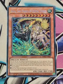 YUGIOH BPRO-EN027 Shiina, Twin Tempests of Celestial Thunder Secret Rare 1st Ed - Image 1