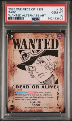 2025 ONE PIECE OP13-CARRYING ON HIS WILL WANTED ALTERNATE ART #120 SABO PSA 10 - Image 1