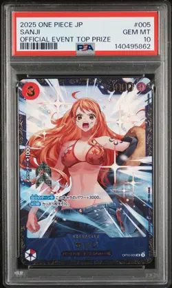 2025 ONE PIECE JPN PROMOS OFFICIAL EVENT TOP PRIZE #005 SANJI PSA 10 - Image 1