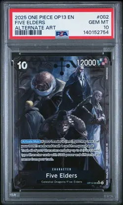 2025 ONE PIECE OP13-CARRYING ON HIS WILL ALTERNATE ART #082 FIVE ELDERS PSA 10 - Image 1