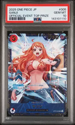 2025 ONE PIECE JAPANESE PROMOS OFFICIAL EVENT TOP PRIZE #005 SANJI PSA 10 - Image 1