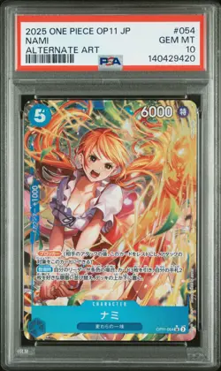 2025 One Piece OP11 JP Japanese Nami Alternate Art #054 PSA 10 GEM MINT - Image 1