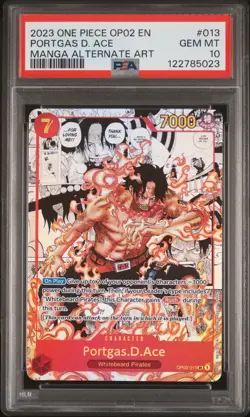 2023 ONE PIECE OP02-PARAMOUNT WAR MANGA ALTERNATE ART #013 PORTGAS D. ACE PSA 10 - Image 1