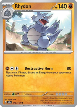Rhydon 75/142 Common | Stellar Crown | Pokemon Card - Image 1