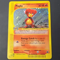 Pokemon TCG Magby Expedition Base Set 017/165 Holo Rare Card 2002 - Image 1