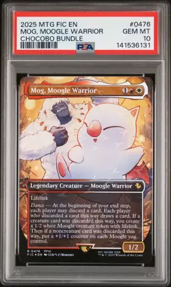 2025 MTG FINAL FANTASY COMMANDER CHOCOBO BUNDLE #0476 MOG, MOOGLE WARRIOR PSA 10 - Image 1