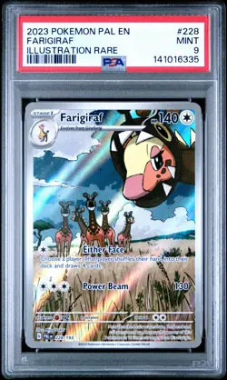 2023 POKEMON PAL EN-PALDEA EVOLVED ILLUSTRATION RARE #228 FARIGIRAF PSA 9 - Image 1