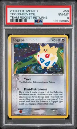 2004 POKEMON EX TEAM ROCKET RETURNS #50 TOGEPI-REVERSE FOIL PSA 8 - Image 1