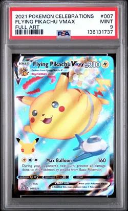 2021 POKEMON CELEBRATIONS #007 FULL ART/FLYING PIKACHU VMAX PSA 9 - Image 1