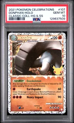 2021 POKEMON CELEBRATIONS CLASSIC COLLECTION #107 DONPHAN-HOLO PSA 10 - Image 1