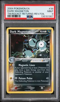 2004 POKEMON EX TEAM ROCKET RETURNS #39 DARK MAGNETON-REVERSE FOIL PSA 9 - Image 1