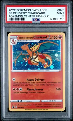 2022 POKEMON SWSH BLACK STAR PROMO #075 SPECIAL DELIVERY CHARIZARD-HOLO PSA 9 - Image 1