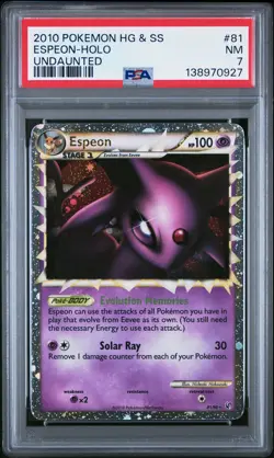 2010 POKEMON HEARTGOLD & SOULSILVER UNDAUNTED #81 ESPEON-HOLO PSA 7 - Image 1