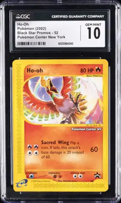 2002 POKEMON BLACK STAR PROMOS POKEMON CENTER NEW YORK #52 HO-OH CGC 10 - Image 1
