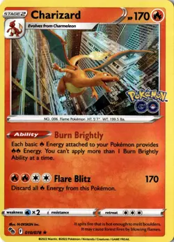 Charizard Holo Rare Pokemon GO 010/078 NM - Image 1