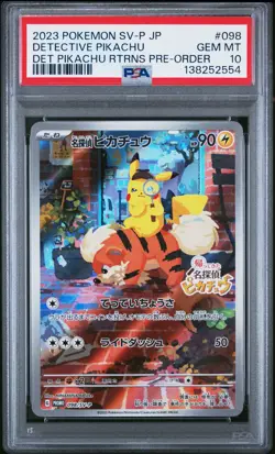 2023 POKEMON JPN SV-P PROMO #098 DETECTIVE PIKACHU PSA 10 - Image 1