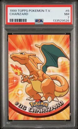 1999 TOPPS POKEMON TV #6 CHARIZARD PSA 7 - Image 1