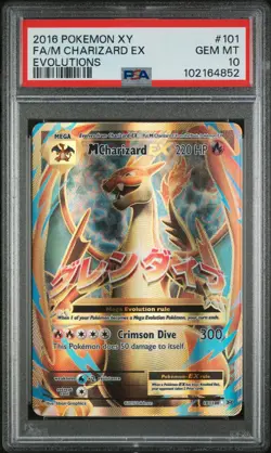 2016 POKEMON XY EVOLUTIONS #101 FULL ART/M CHARIZARD EX PSA 10 - Image 1