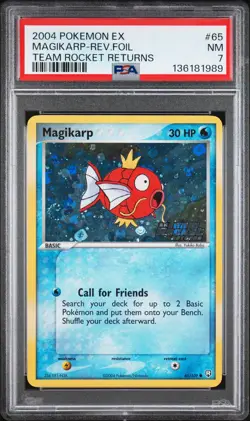 2004 POKEMON EX TEAM ROCKET RETURNS #65 MAGIKARP-REVERSE FOIL PSA 7 - Image 1