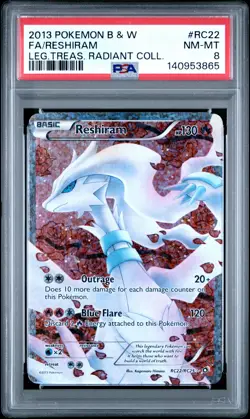 2013 POKEMON B&W LEGEND TREASURES RADIANT COLLECTION FULL ART/RESHIRAM PSA 8 - Image 1