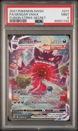 2021 POKEMON SWORD & SHIELD FUSION STRIKE SECRET #271 FULL ART/GENGAR VMAX PSA 9 - Image 1