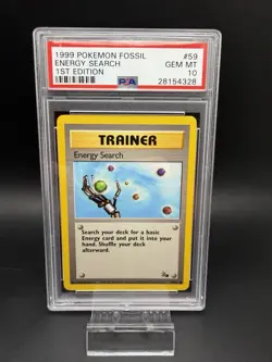 Pokemon - Fossil - Energy Search - PSA 10 Slab - 1st Edition Label ERROR 🦴 - Image 1