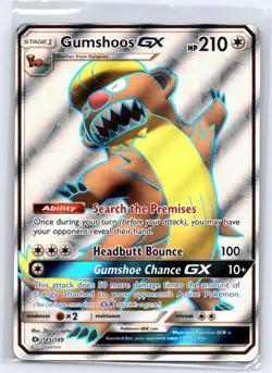 Pokemon TCG - SM: Sun and Moon Base Set Gumshoos GX Ultra Rare Holo 145/149 - Image 1